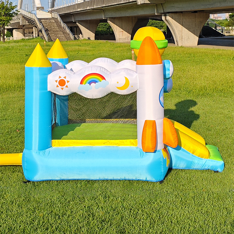 inflatable castle rocket planet jumping bed indoor small slide trampoline naughty castle