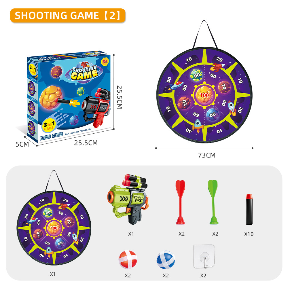 Hot-selling space target disc, three-in-one sticky ball throwing darts, parent-child double competitive indoor sports toys