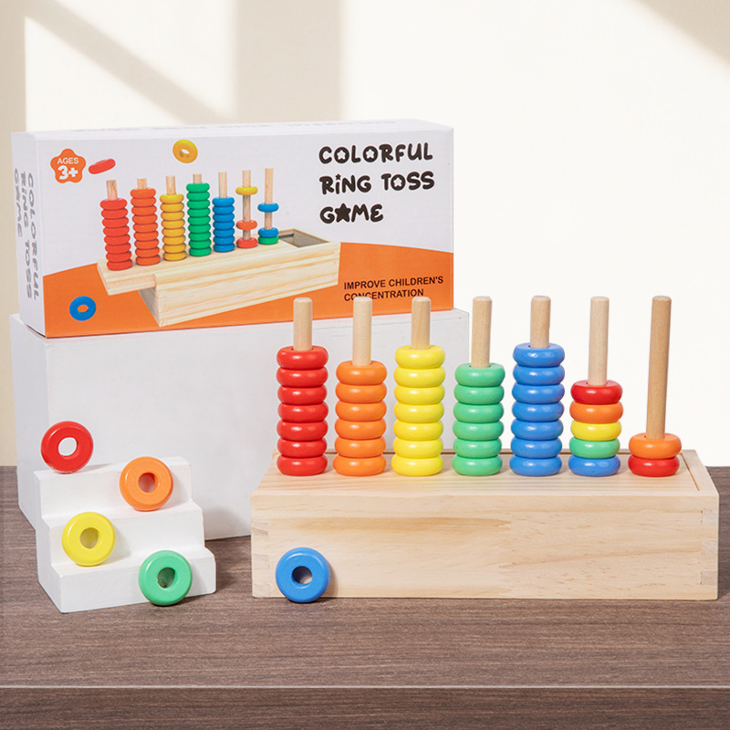 Colorful Wooden Bead and Ring Sorting & Matching Game – Early Educational Toy for Toddlers to Learn Colors