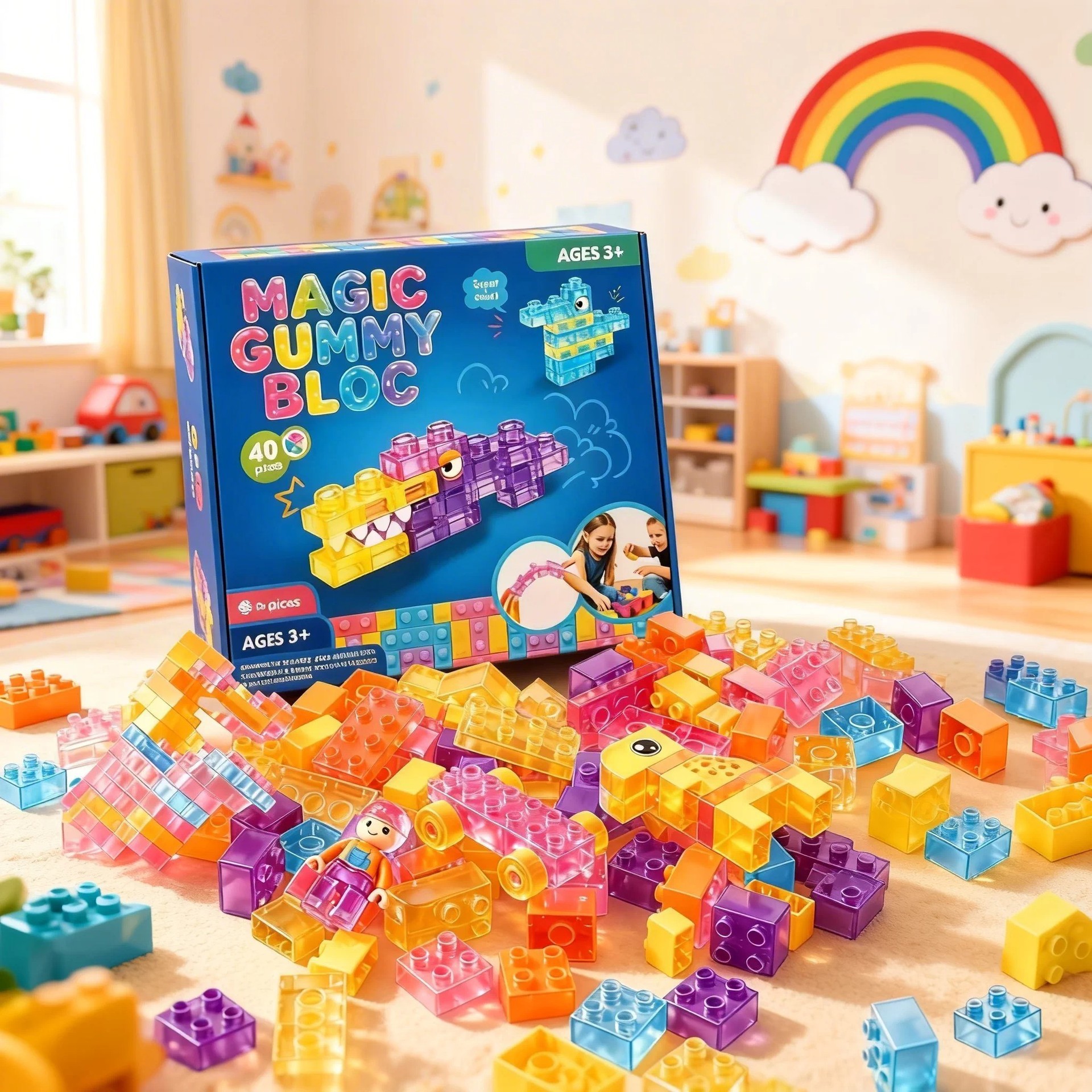 Magic Jelly Building Blocks: Large Particle Soft Silicone Educational Assembly