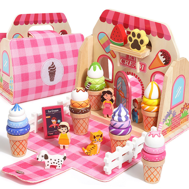 Children’s Wooden DIY Pet Carrier & Dessert-Themed Pretend Play Set – Creative, Educational, and Imaginative Role-Play Toy