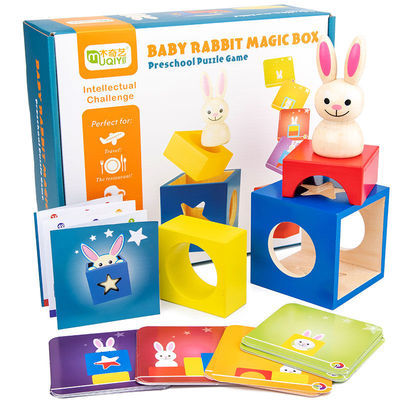 Wooden Bunny Magic Box Truck-Loading Balance Game – Educational Tabletop Toy for Young Children