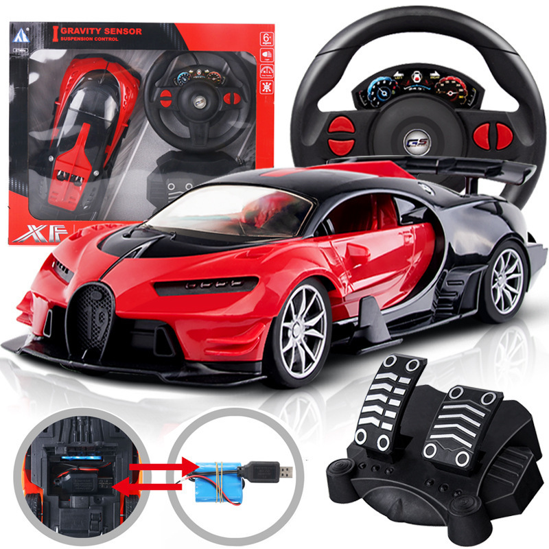 Handheld gift box steering wheel remote control car 1:16 scale rechargeable four-way high-speed car gravity sensor electric toy car