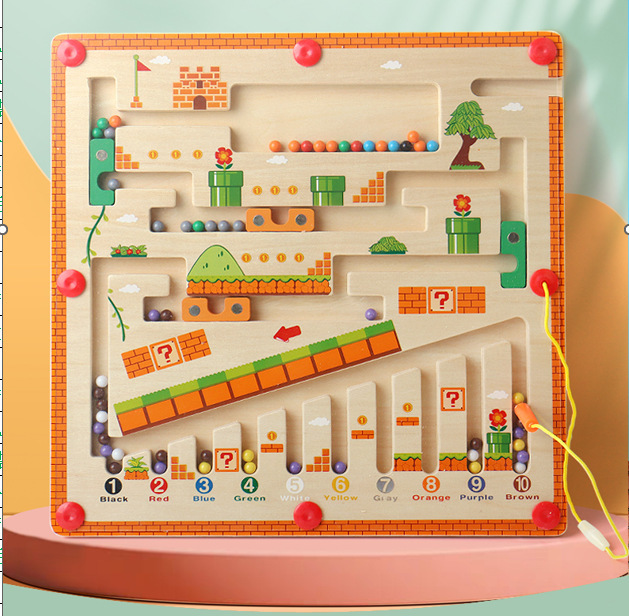 Magnetic maze ball rolling toy for toddlers aged 3 to 6, early education with color and number markings, and a rolling ball mechanism.