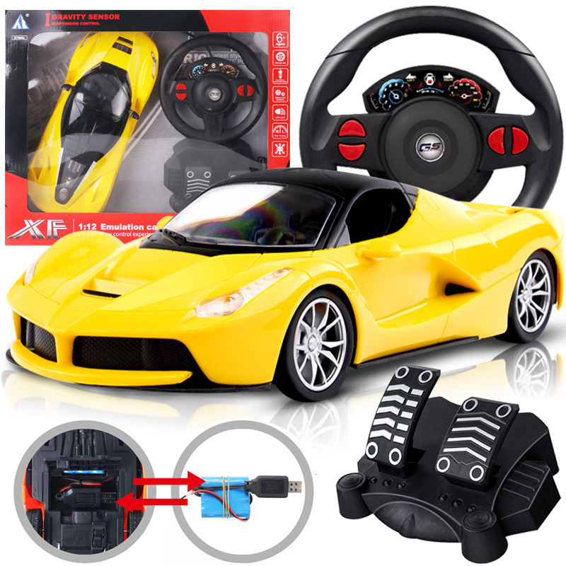 Handheld gift box steering wheel remote control car 1:16 scale rechargeable four-way high-speed car gravity sensor electric toy car