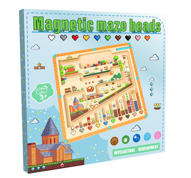 Magnetic maze ball rolling toy for toddlers aged 3 to 6, early education with color and number markings, and a rolling ball mechanism.