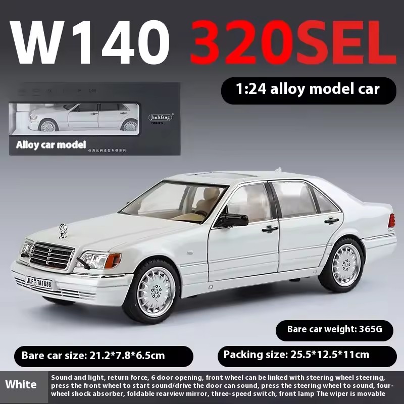 The 1:24 Mercedes-Benz W140 320SEL model is a premium model of a metal model