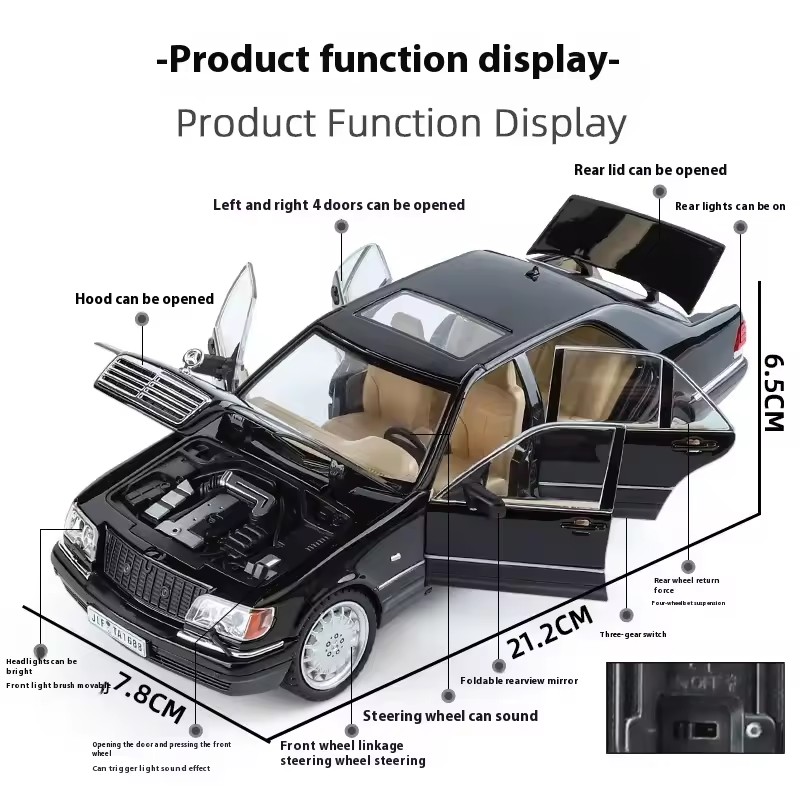 The 1:24 Mercedes-Benz W140 320SEL model is a premium model of a metal model