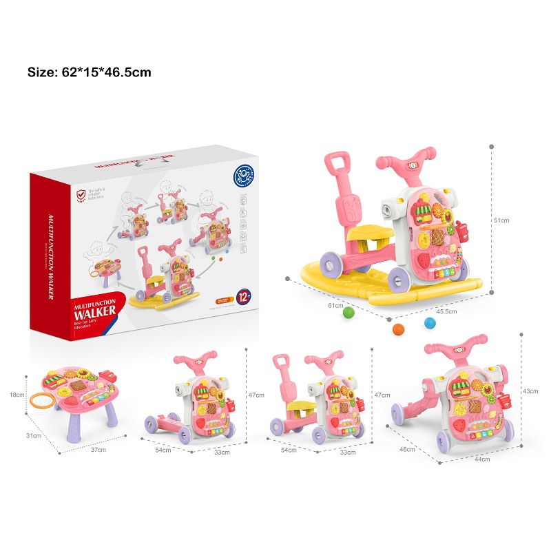 Hot selling five-in-one baby walker for infants and young children to help them learn to walk and prevent rollover with O-legs multifunctional trolley