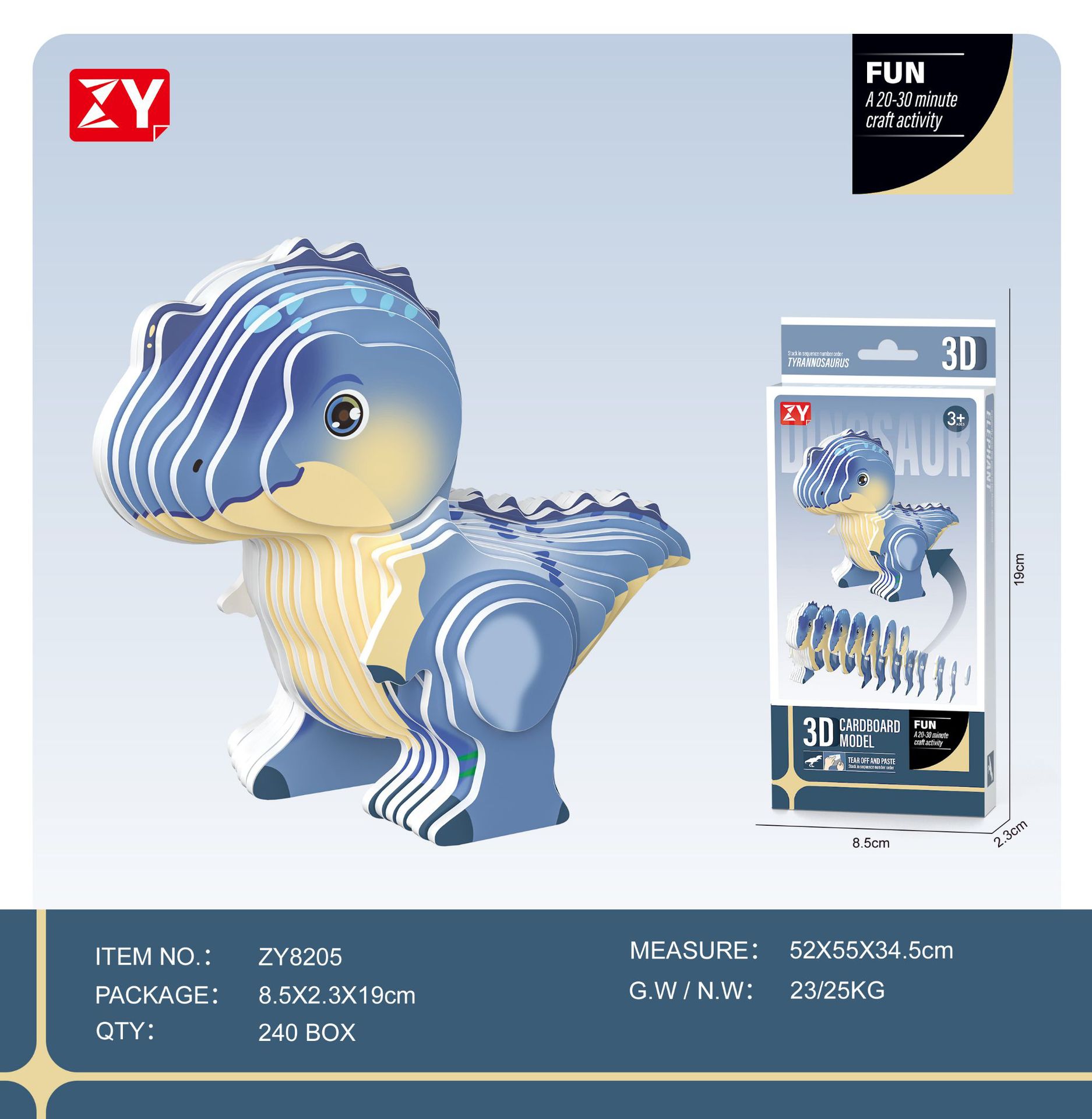 New children's three-dimensional puzzle kindergarten assembly intelligence early education toys dinosaur animal model paper 3-4-5-6 years old