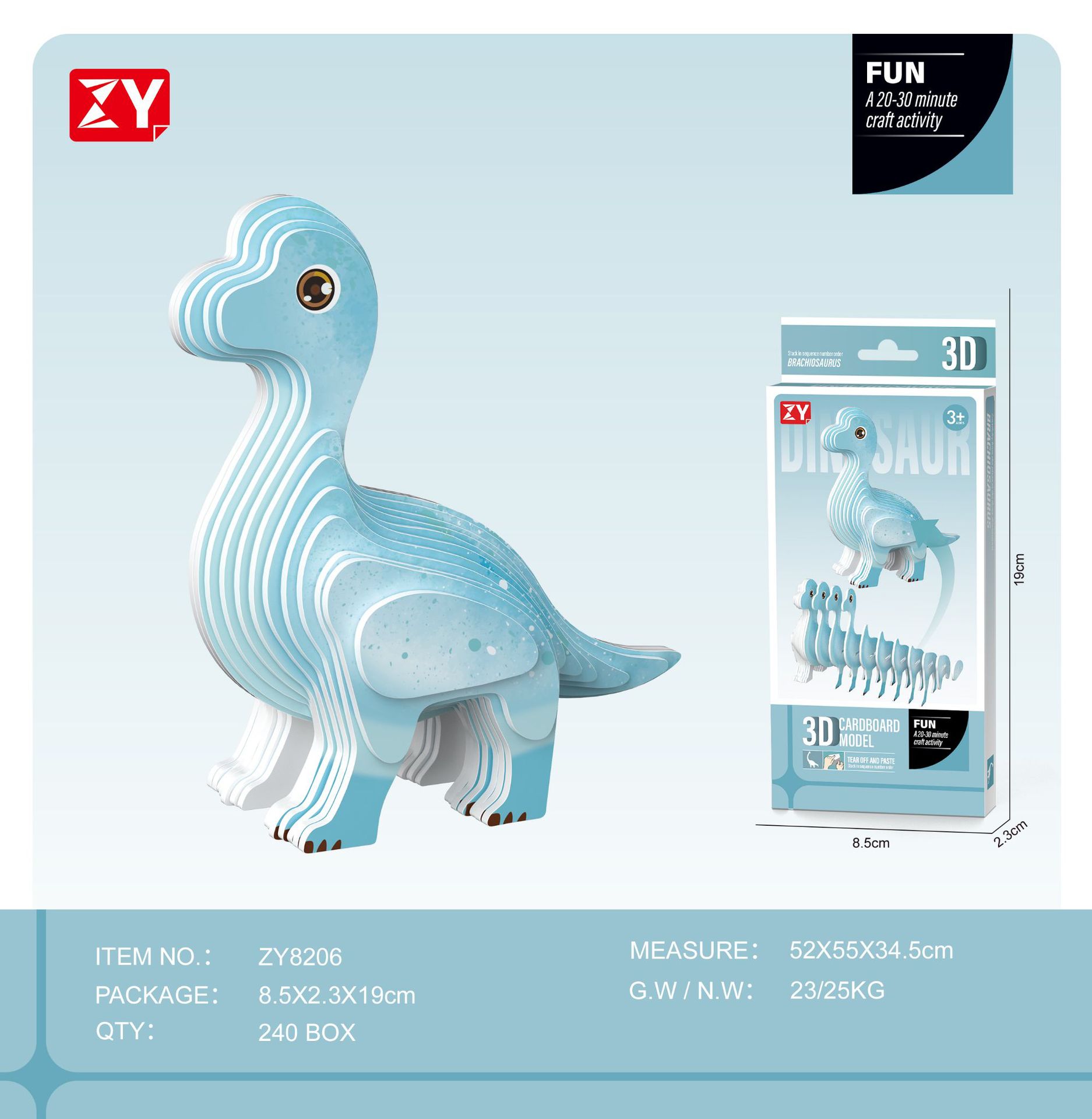 New children's three-dimensional puzzle kindergarten assembly intelligence early education toys dinosaur animal model paper 3-4-5-6 years old