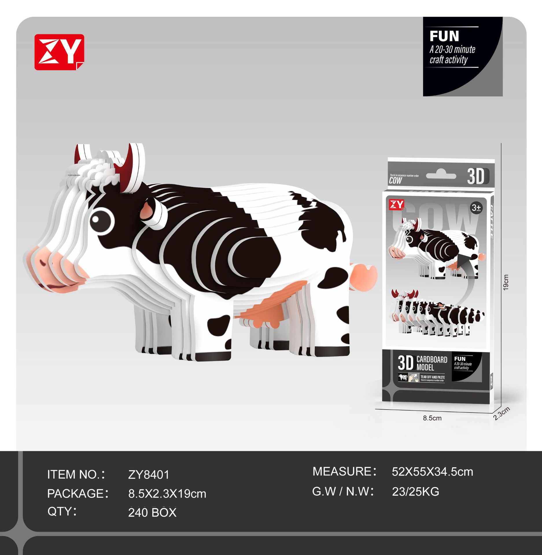 New children's three-dimensional puzzle kindergarten assembly intelligence early education toys dinosaur animal model paper 3-4-5-6 years old