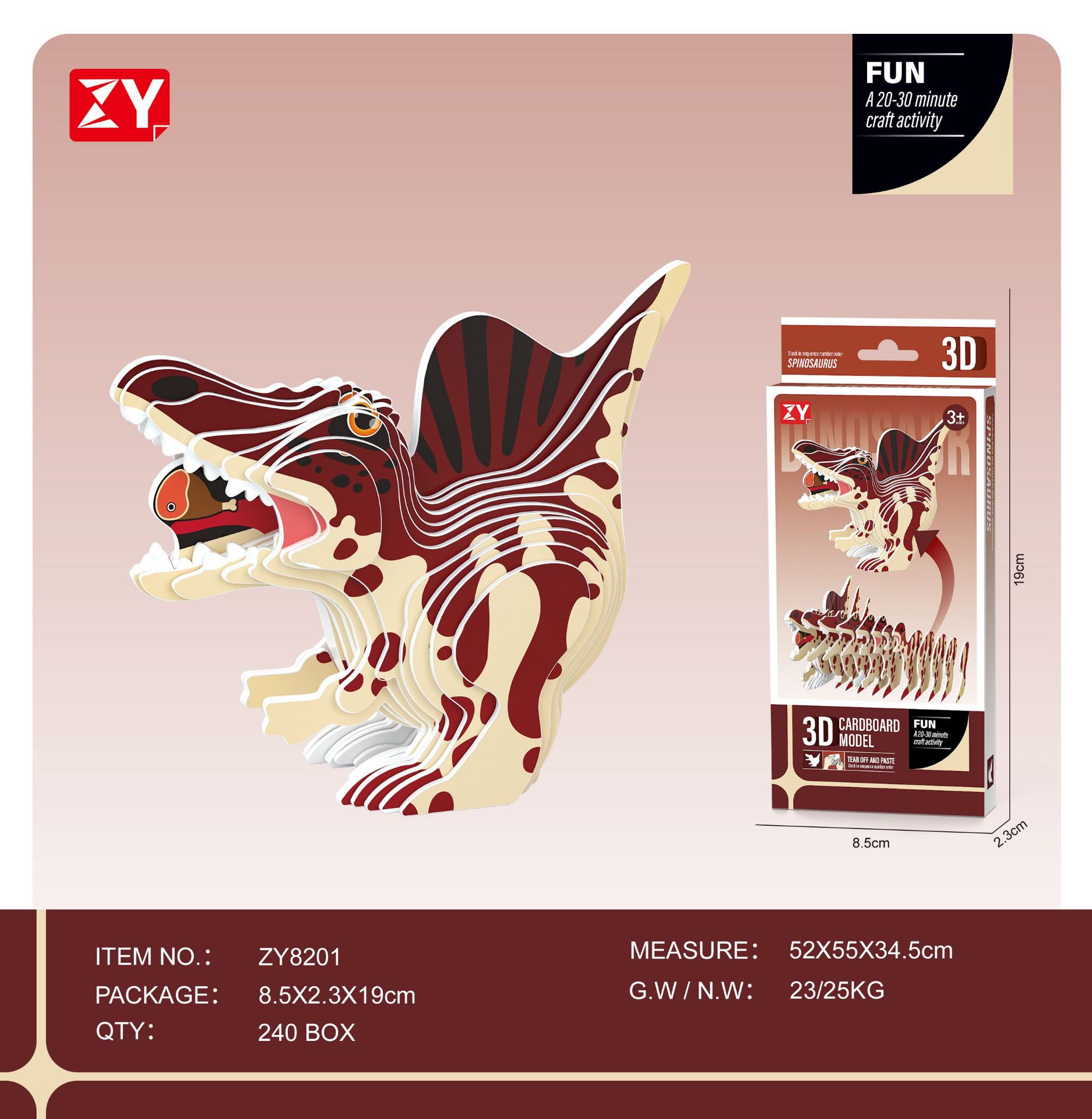 New children's three-dimensional puzzle kindergarten assembly intelligence early education toys dinosaur animal model paper 3-4-5-6 years old