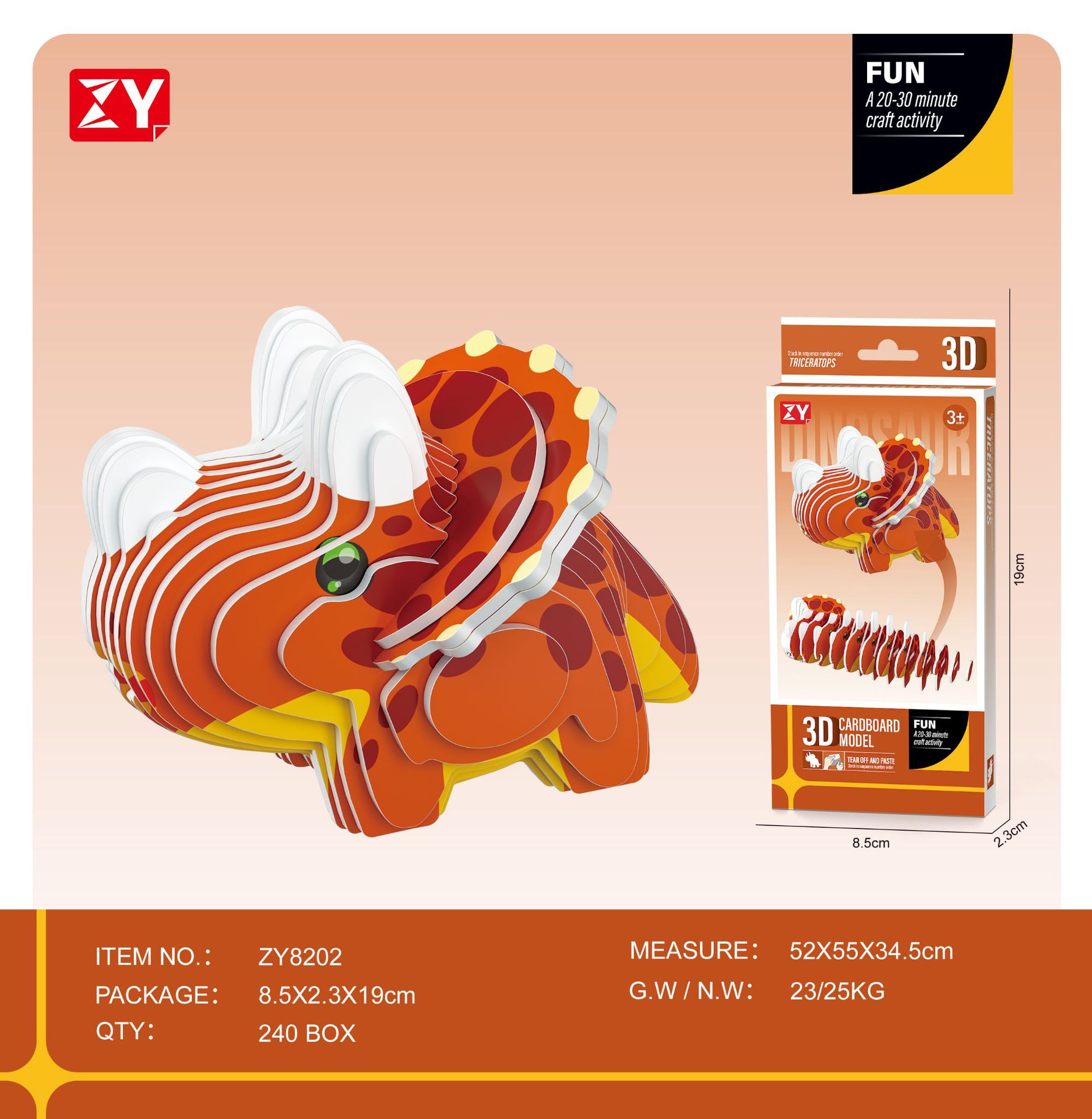 New children's three-dimensional puzzle kindergarten assembly intelligence early education toys dinosaur animal model paper 3-4-5-6 years old