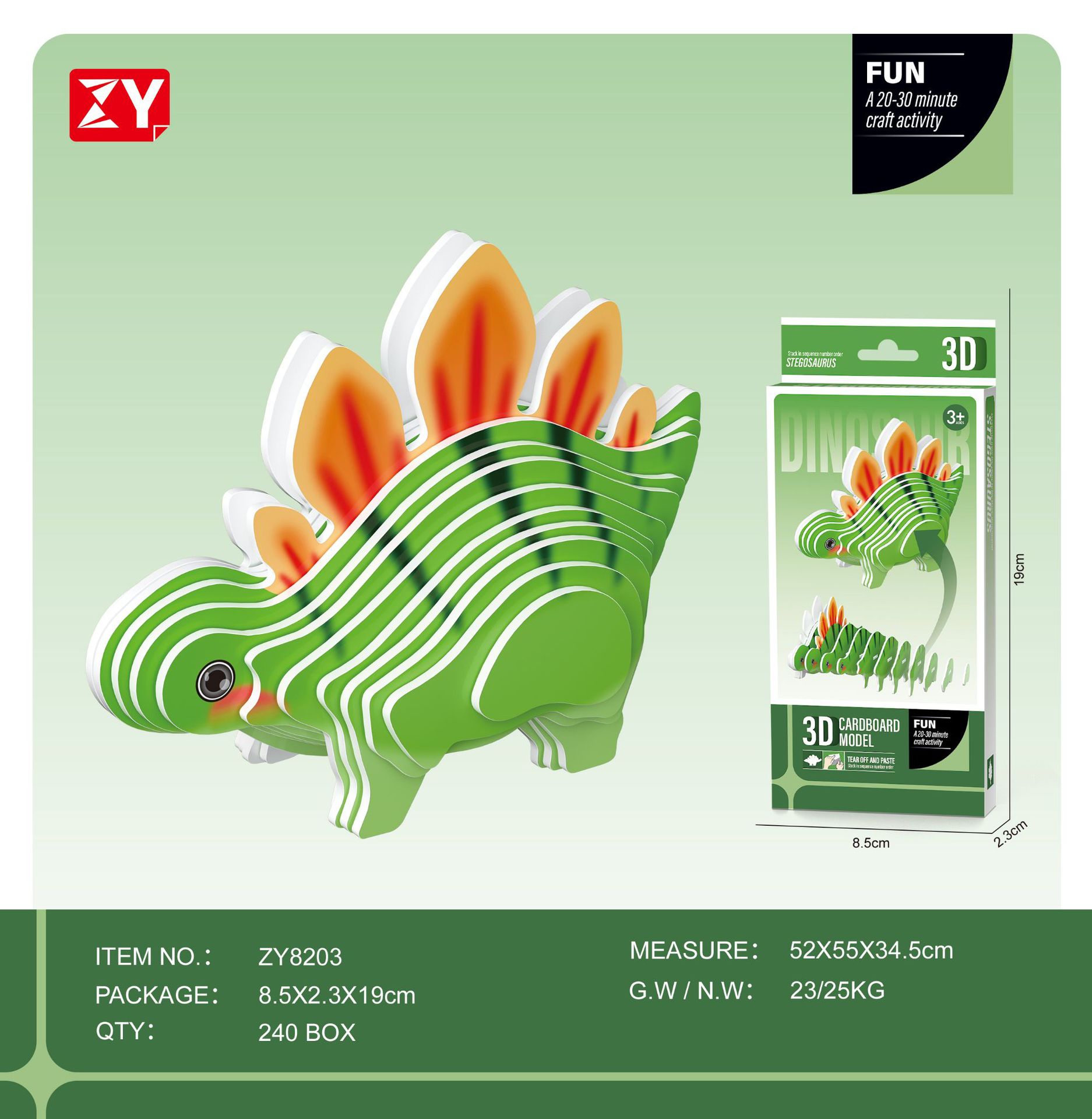 New children's three-dimensional puzzle kindergarten assembly intelligence early education toys dinosaur animal model paper 3-4-5-6 years old