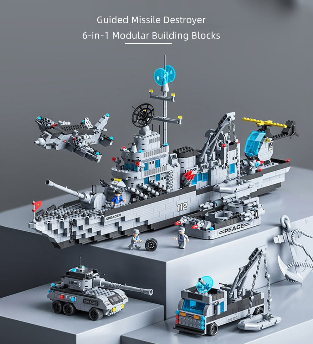 Army Battleship Aircraft Boat Building Toy 