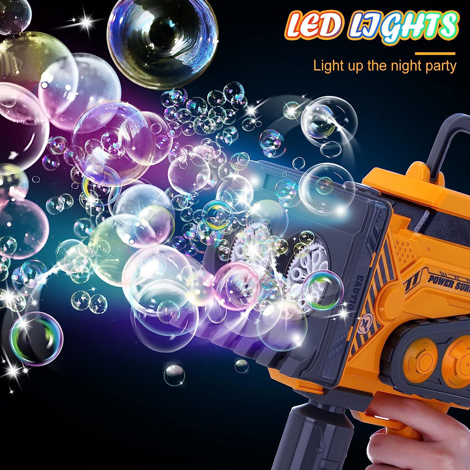 Hot selling double cylinder fully automatic 80 hole engineering vehicle bubble gun simulation bulldozer children's handheld electric oversized bubble machine