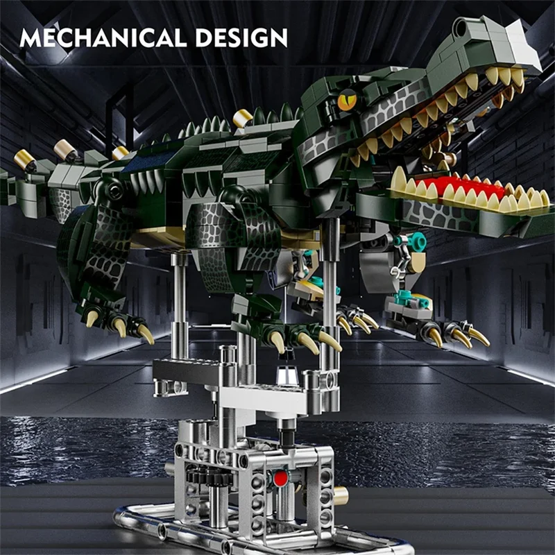 996PCS Mechanical Crocodile Building Sets Animals Building Blocks Model With Display Stand And Lights Gift for Kids and Teen