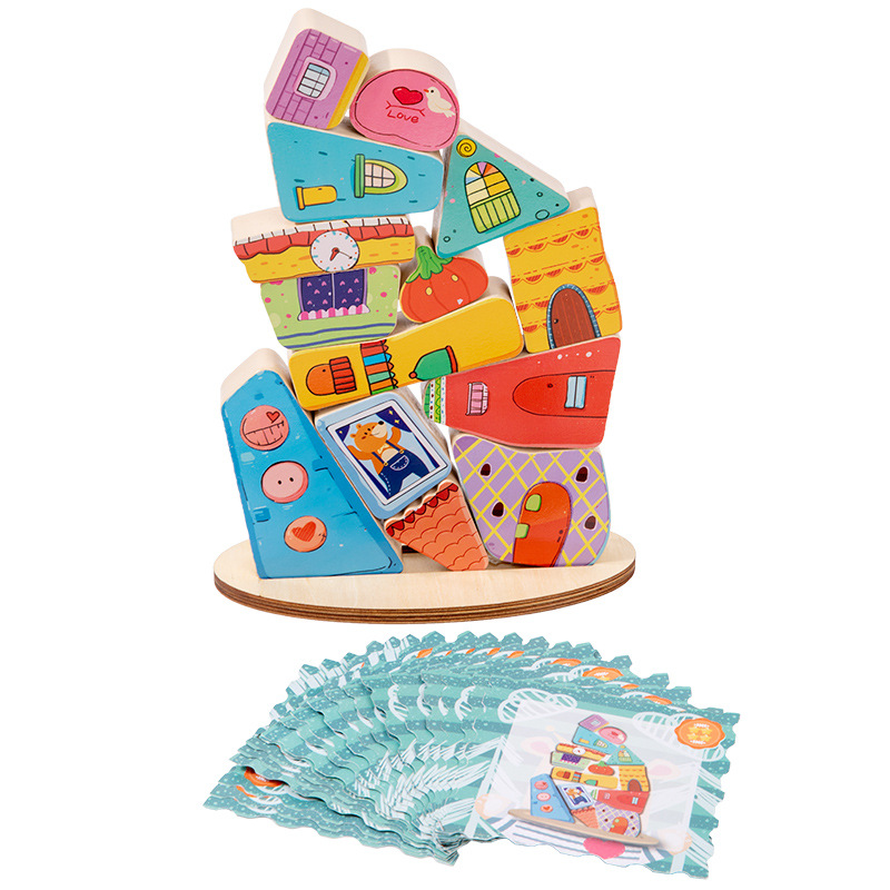 New wooden early education balance stacking blocks kindergarten baby hand-eye coordination parent-child interactive educational toys