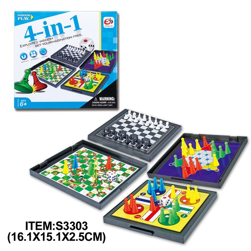 Children's all-in-one chessboard Chinese checkers Western chess Snake chess Flying chess International chess parent-child toys
