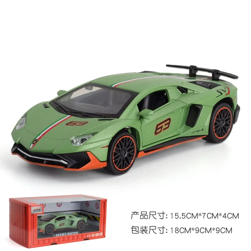 1:32 Lamborghinis LP780 Diecasts Toy Vehicles Car Model Alloy Boys Toy Car Simulation Sound Light Collectibles Kids Toy