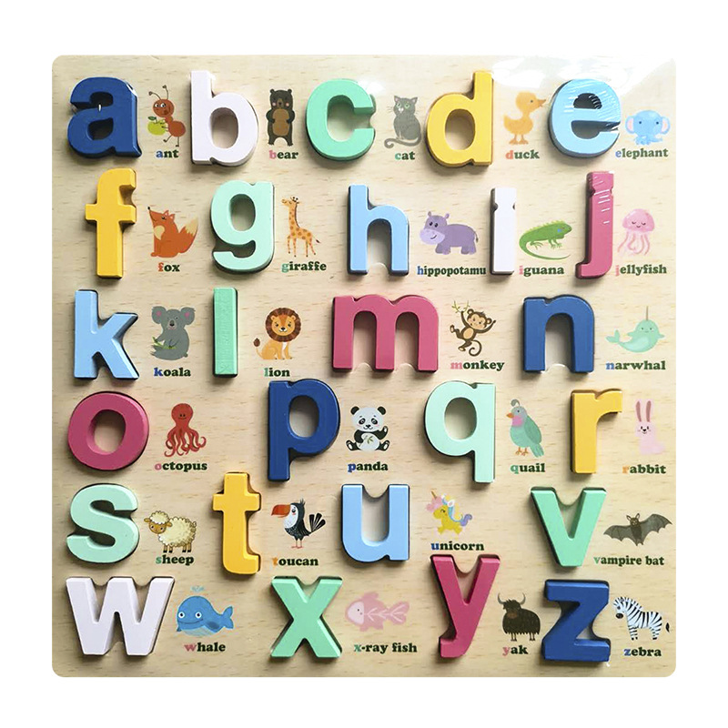 Large and small letter hand grab board puzzle infant children's intelligence early education cognitive baby wooden assembly inlay toy