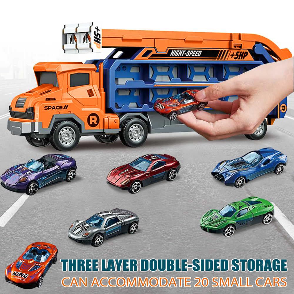 Hot selling children's inertial deformation gliding lifting rocket rail car foldable storage boy toy set