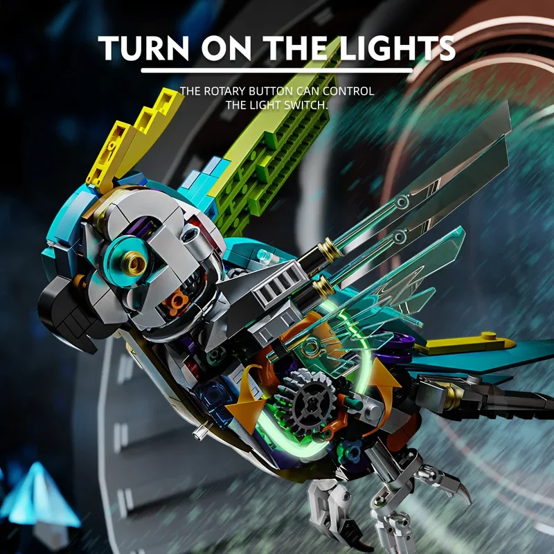 Semi-mechanical linkage parrot compatible Le particle building block model toy