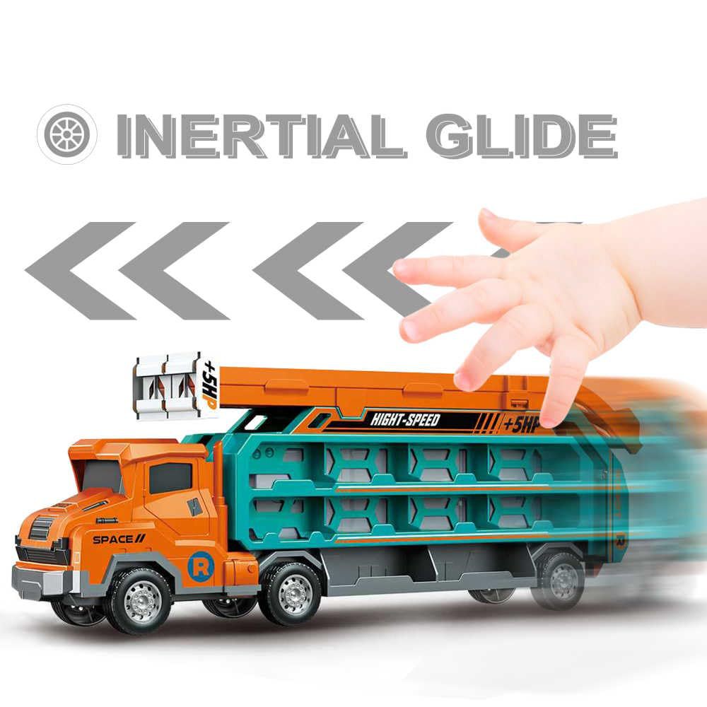 Hot selling children's inertial deformation gliding lifting rocket rail car foldable storage boy toy set
