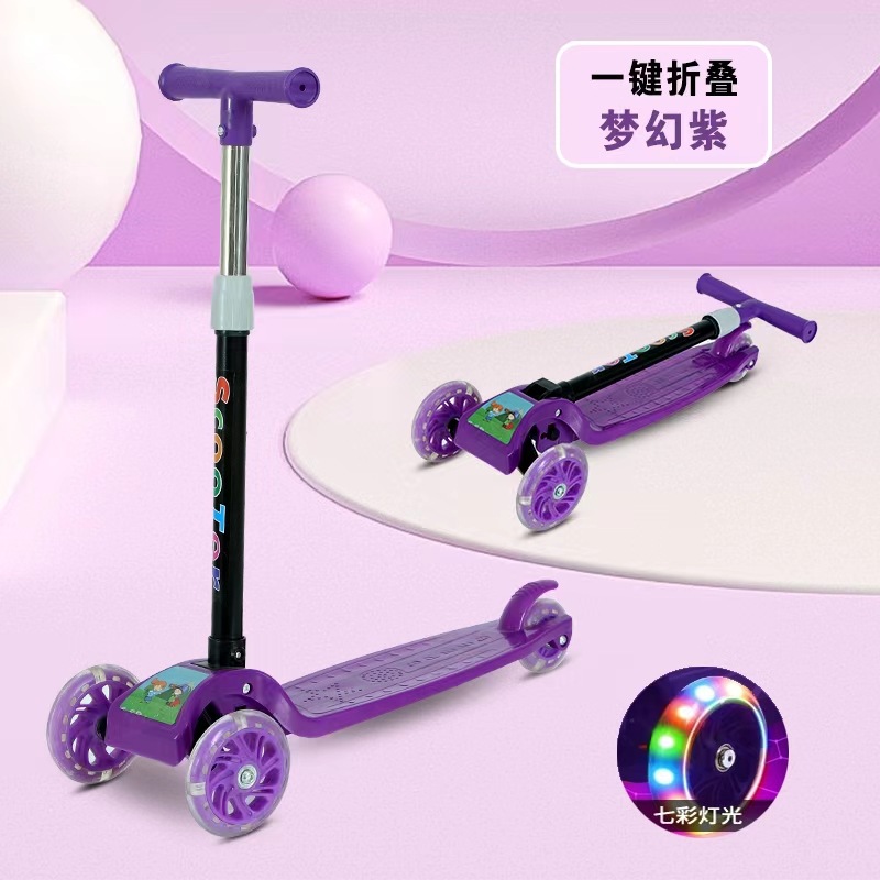 Foldable kids scooter with flashing wheels