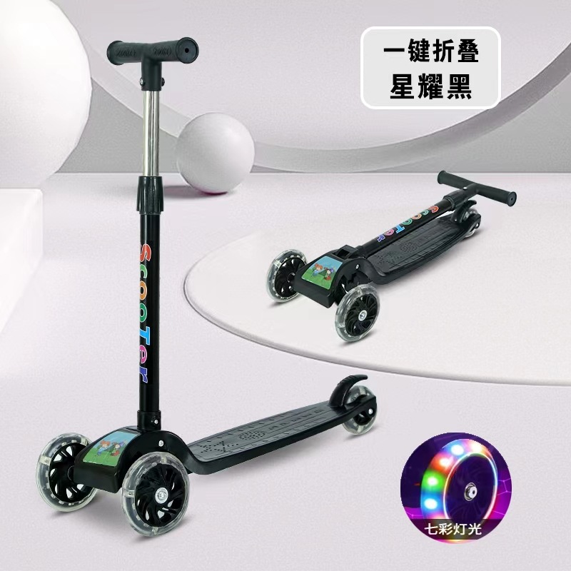 Foldable kids scooter with flashing wheels