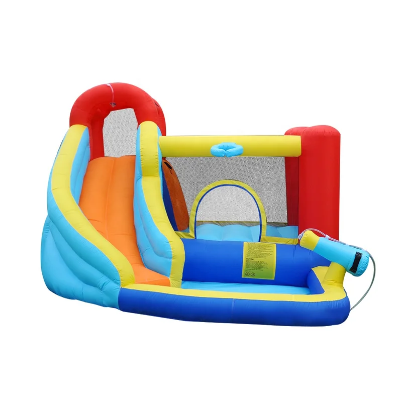 Inflatable Castle Water Slide Kids Party Games Home Toy Bounce House Jumping Bouncy Castle with Water Gun Swimming Pool
