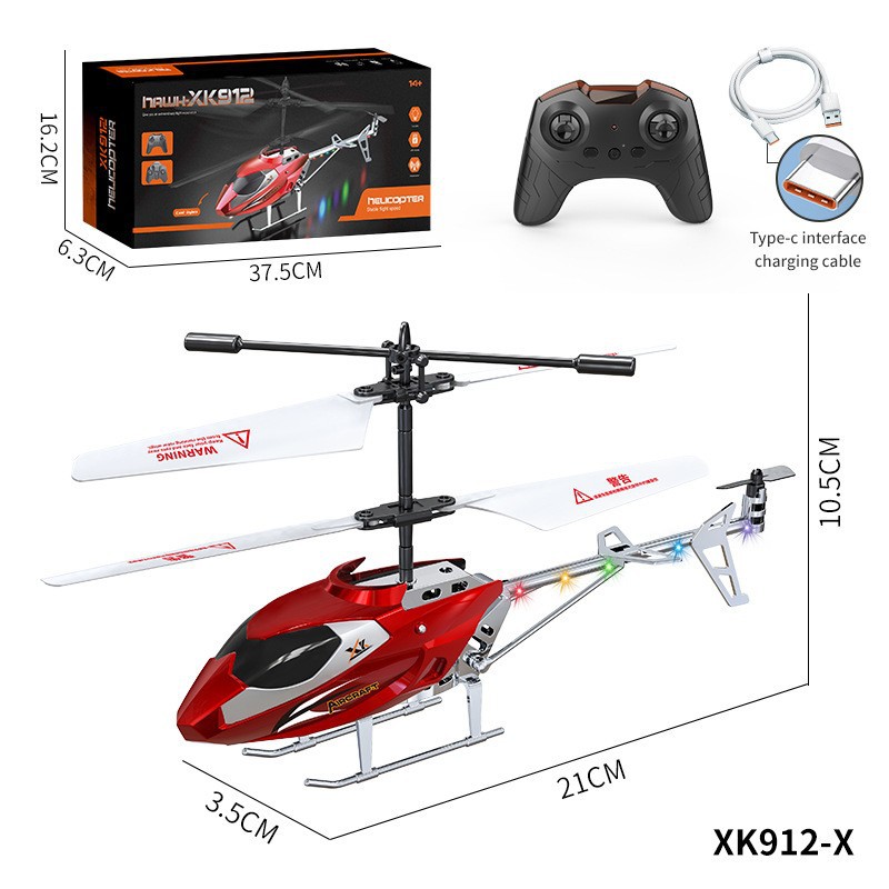 2.5-channel 912-X helicopter, can fly left and right, up and down, with cool lights on the tail