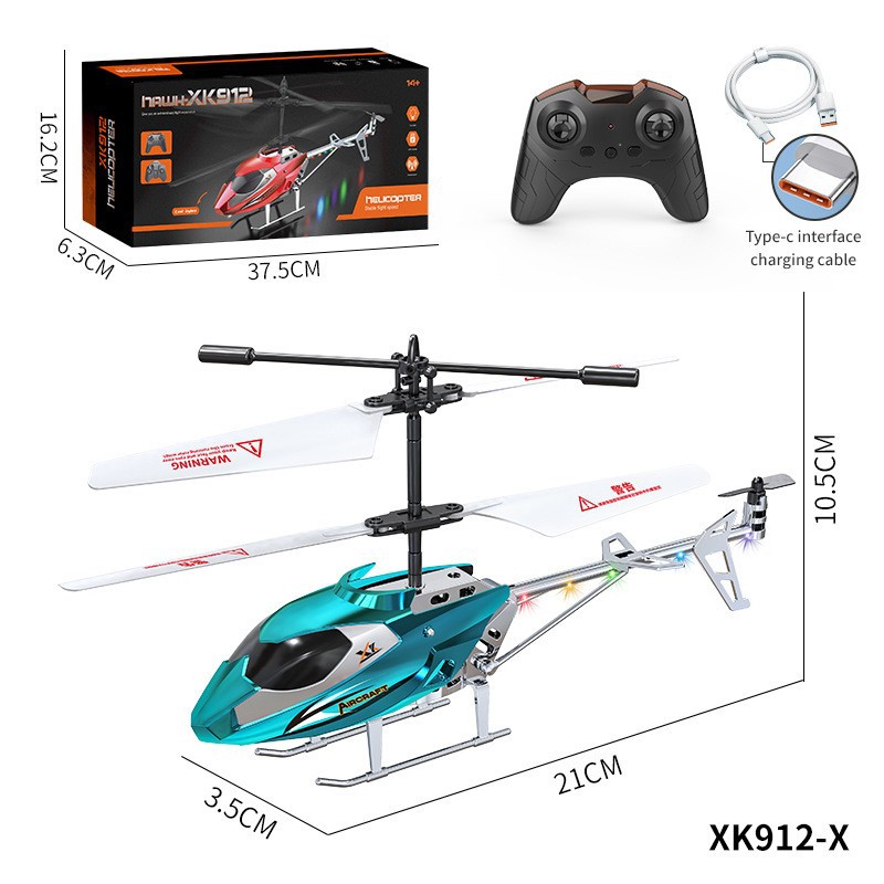 2.5-channel 912-X helicopter, can fly left and right, up and down, with cool lights on the tail