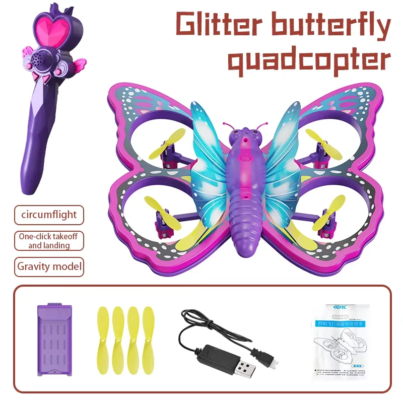 RC Quadcopter Glitter Butterfly Remote Control Drone Quadcopter Children Plane Toy Flight Model Airplane Toy Gift Kid Girl Adult
