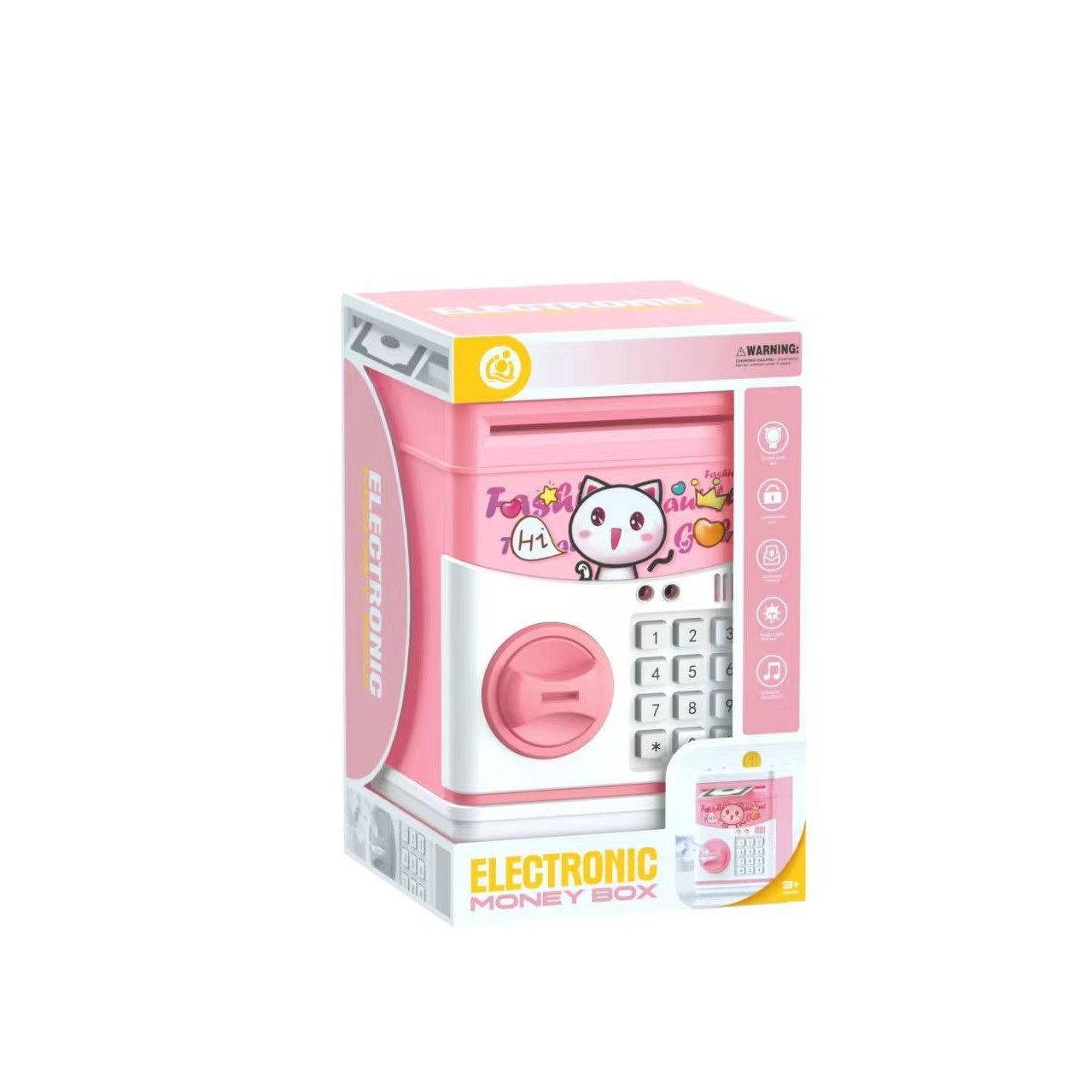 Children's cartoon piggy bank creative music story ATM battery mini key safe