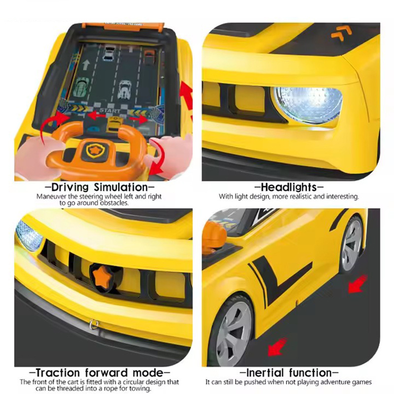 Racing game machine adventure, driving simulation, steering wheel control, children's educational toys
