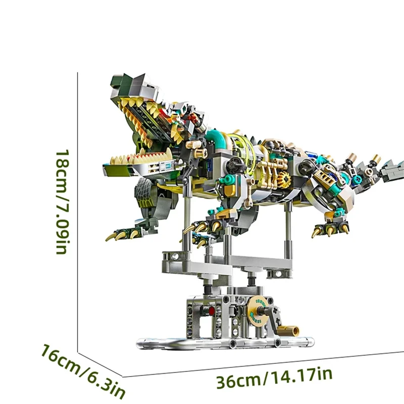 996PCS Mechanical Crocodile Building Sets Animals Building Blocks Model With Display Stand And Lights Gift for Kids and Teen