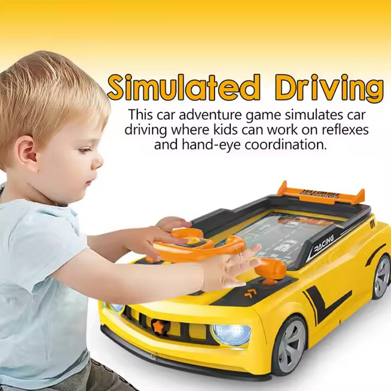 Racing game machine adventure, driving simulation, steering wheel control, children's educational toys