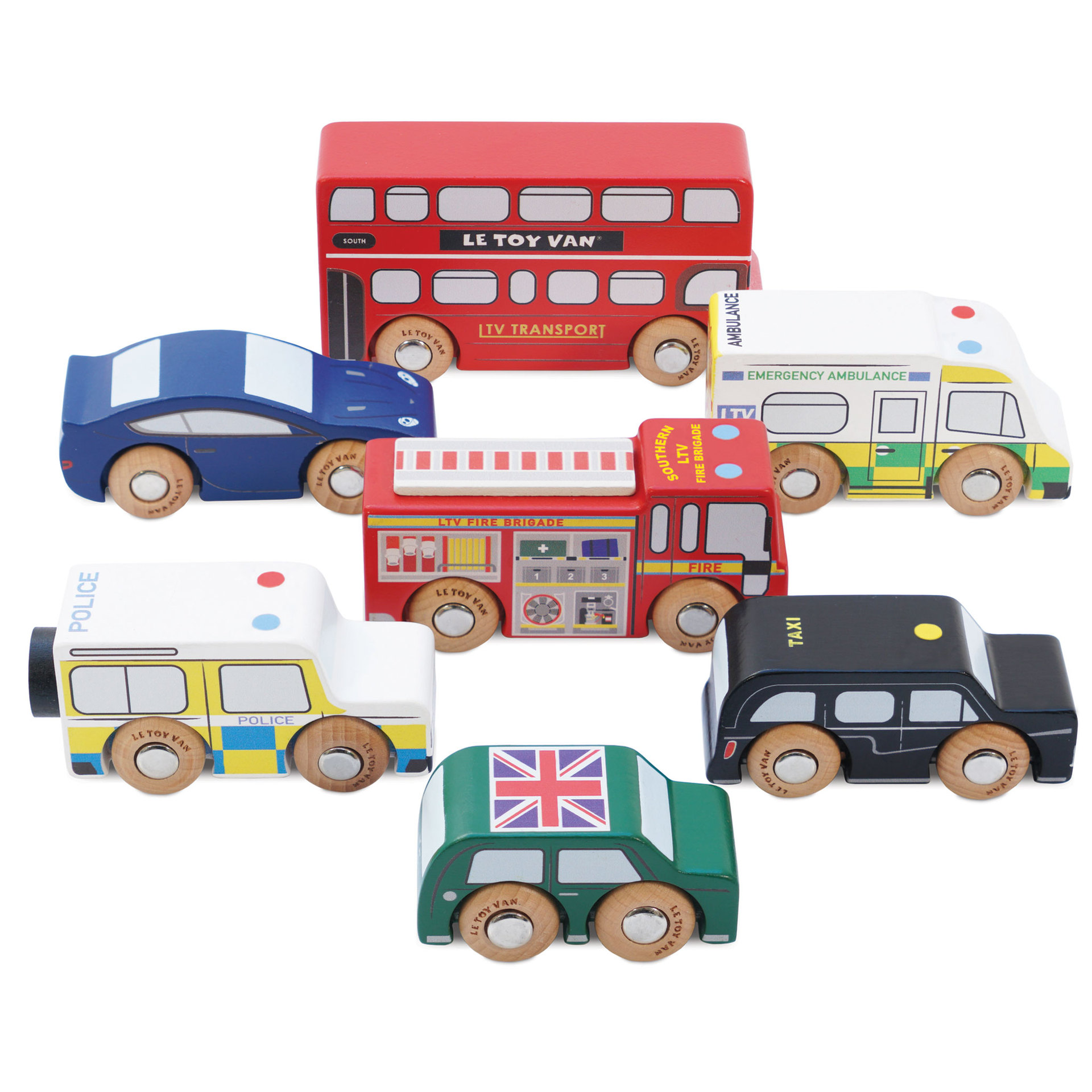 British Letoyvan role-playing wooden toy vehicle set children's play house mini simulation toys