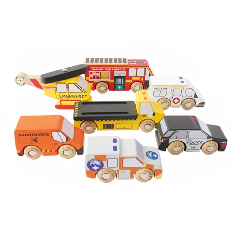 British Letoyvan role-playing wooden toy vehicle set children's play house mini simulation toys