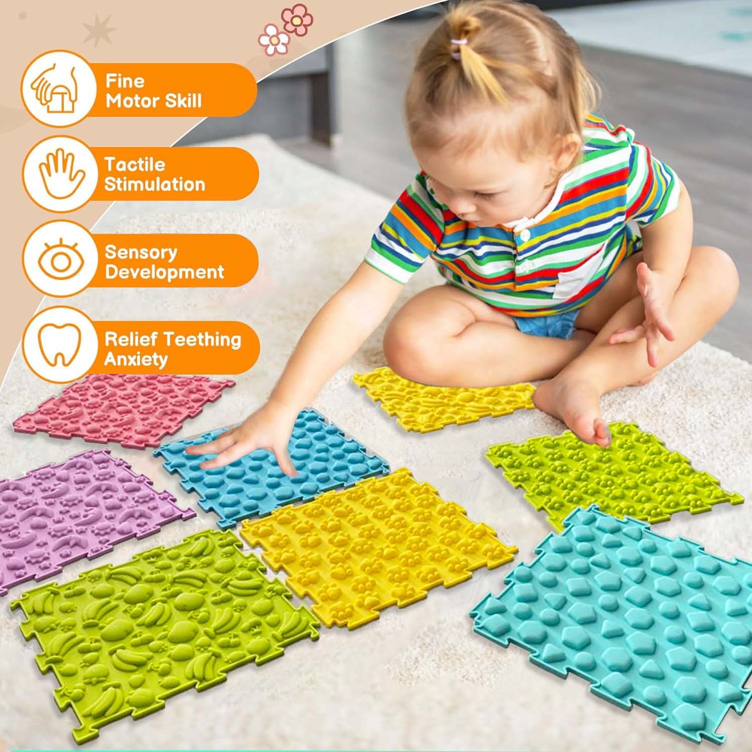 Safe and odorless, acupressure board children's sensory training mat infant sensory training tactile foot massage sensory mat tactile mat