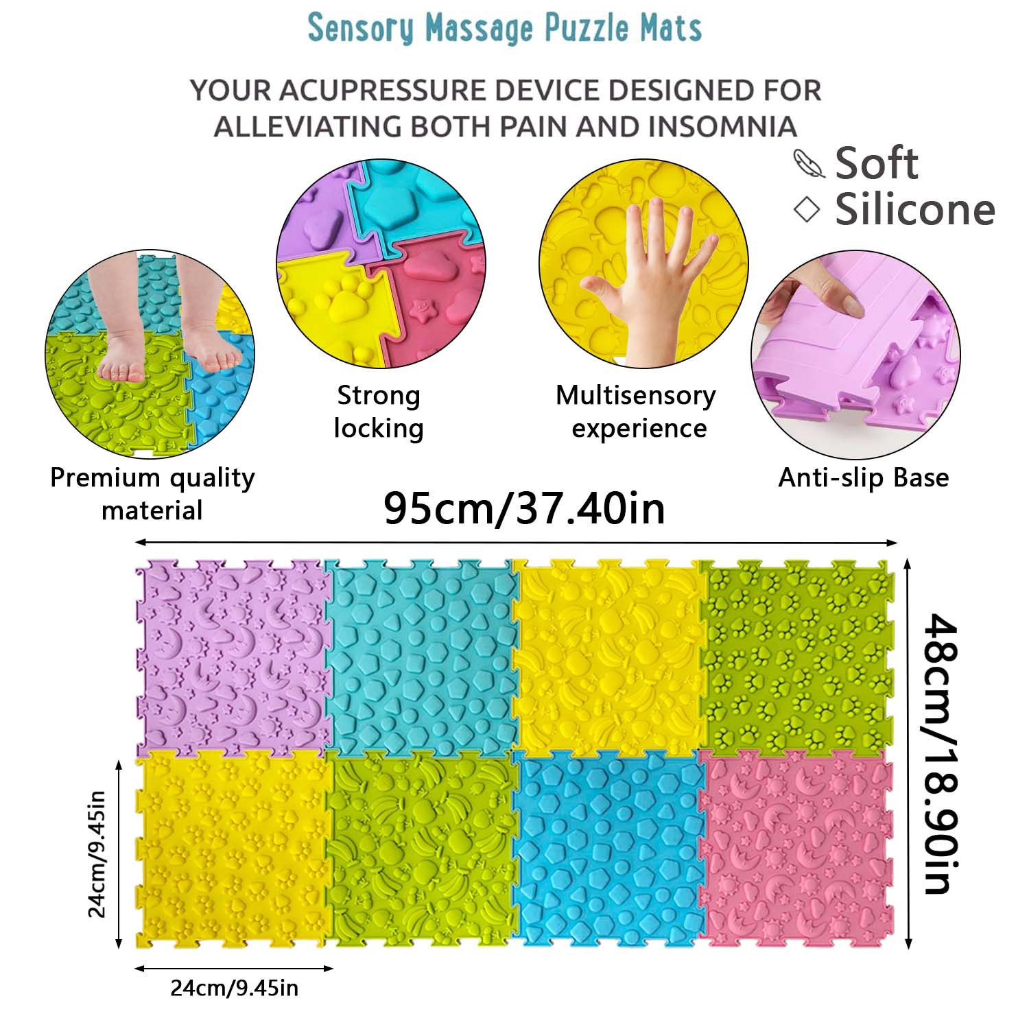 Safe and odorless, acupressure board children's sensory training mat infant sensory training tactile foot massage sensory mat tactile mat