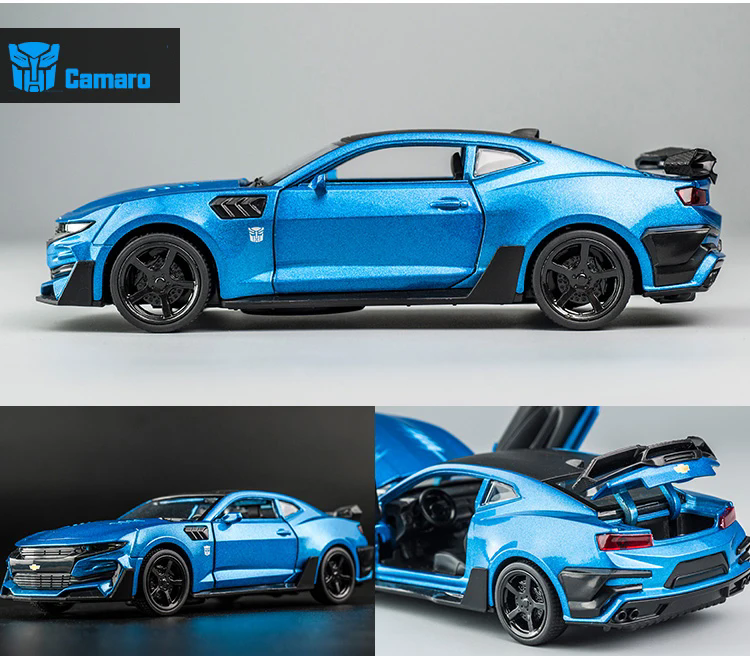 Modelo de coche de aleación fundido a presión Chevrolet Camaro 1:32, sonido y luz, coche de juguete retráctil
