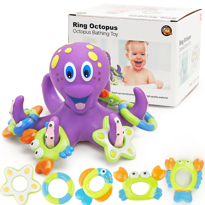 Small octopus 6-piece set children's baby water play bathroom bath toy baby water play toys