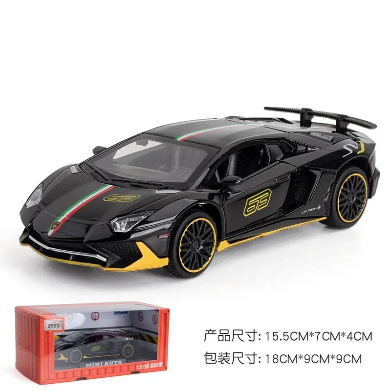 1:32 Lamborghinis LP780 Diecasts Toy Vehicles Car Model Alloy Boys Toy Car Simulation Sound Light Collectibles Kids Toy