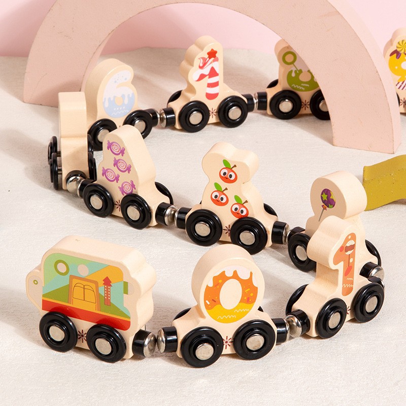 Best-selling 12-section magnetic wooden digital train with magnetic magnets for children, building blocks, tracks, 3-6 educational baby toys