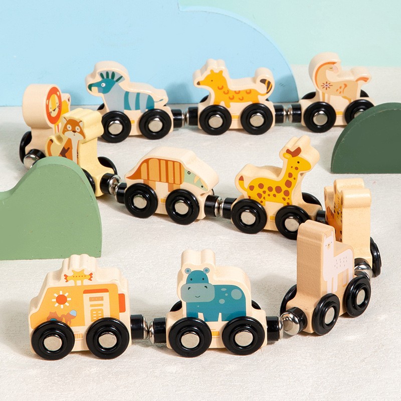 Best-selling 12-section magnetic wooden digital train with magnetic magnets for children, building blocks, tracks, 3-6 educational baby toys