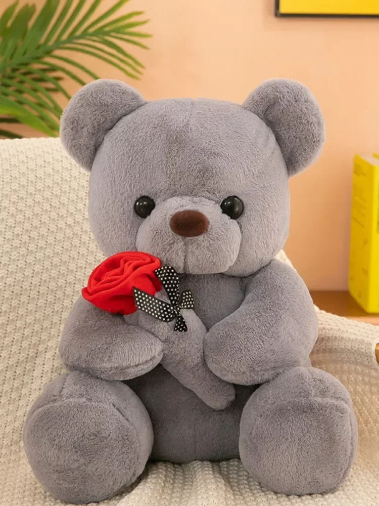 25-45CM Cute flower hugging rose bear doll kid plush toy