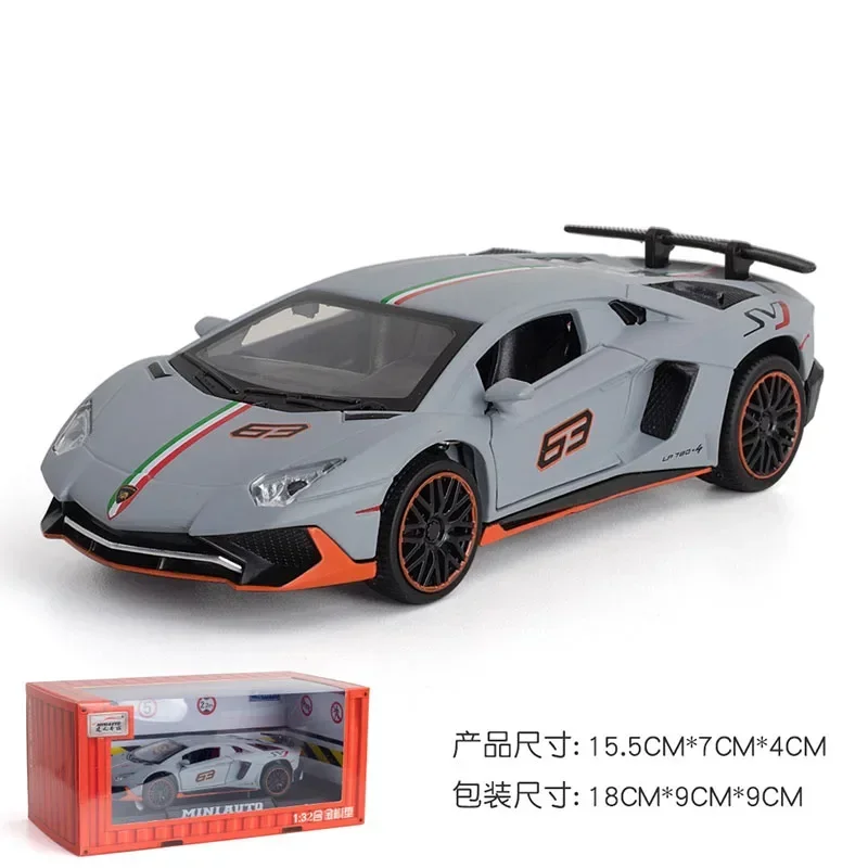 1:32 Lamborghinis LP780 Diecasts Toy Vehicles Car Model Alloy Boys Toy Car Simulation Sound Light Collectibles Kids Toy